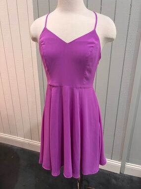 Express Purple Spaghetti Strap Skater Dress